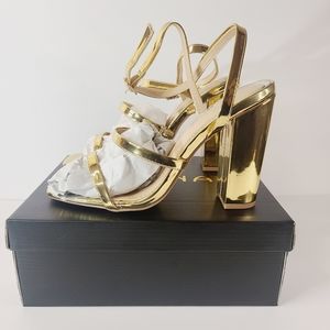 Ashley Stewart gold size 8.5 mareum heel NWT